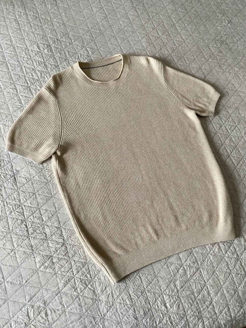 Knitted T-Shirt – Light Beige | Size Large - Picture 2 of 6
